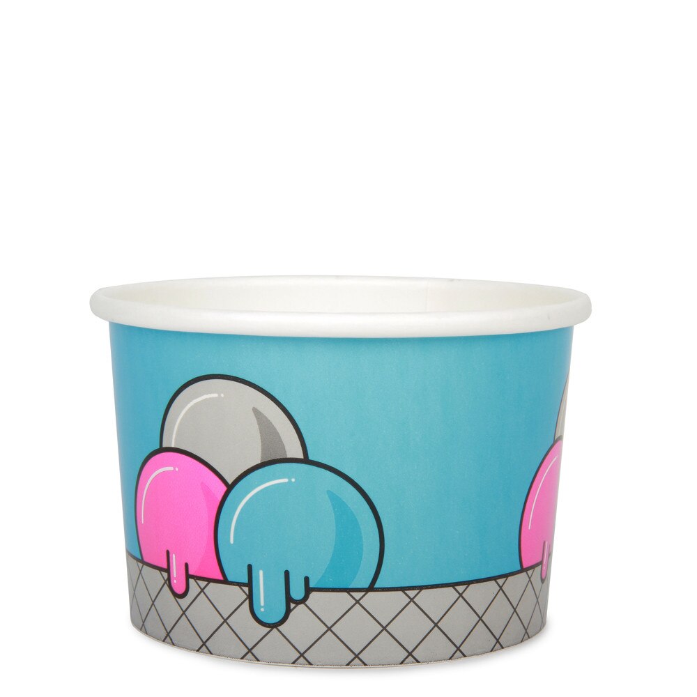 16oz Ice Cream Cup -Blue Bubble- x 500 Case
